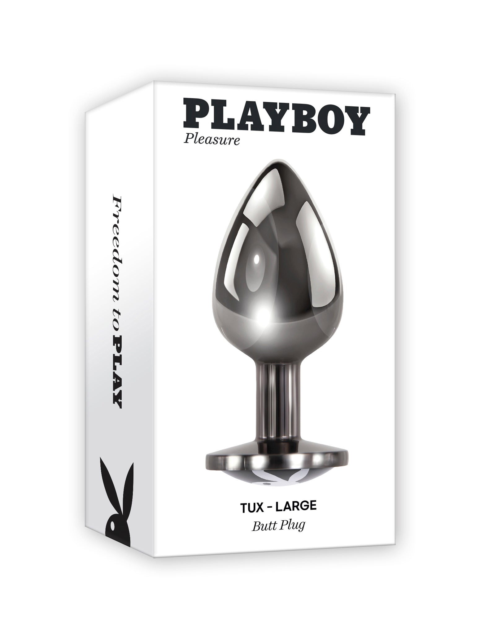 Playboy Pleasure aluminum teardrop anal plug with flared base.