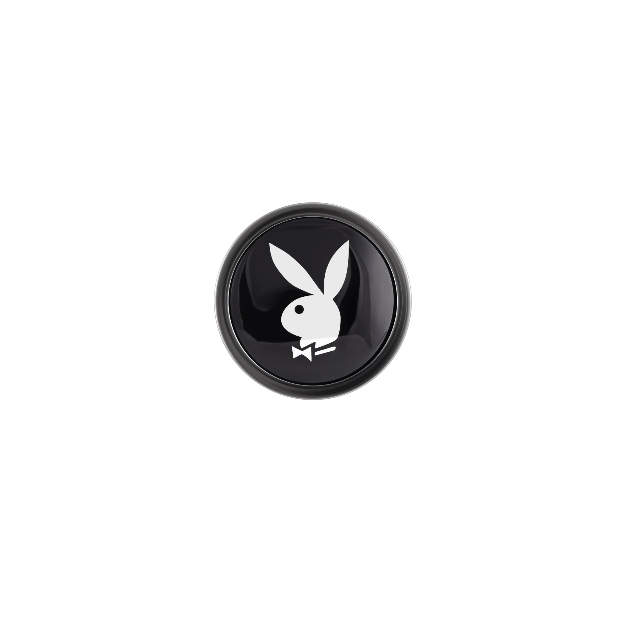 Aluminum teardrop anal plug with Playboy bunny logo.