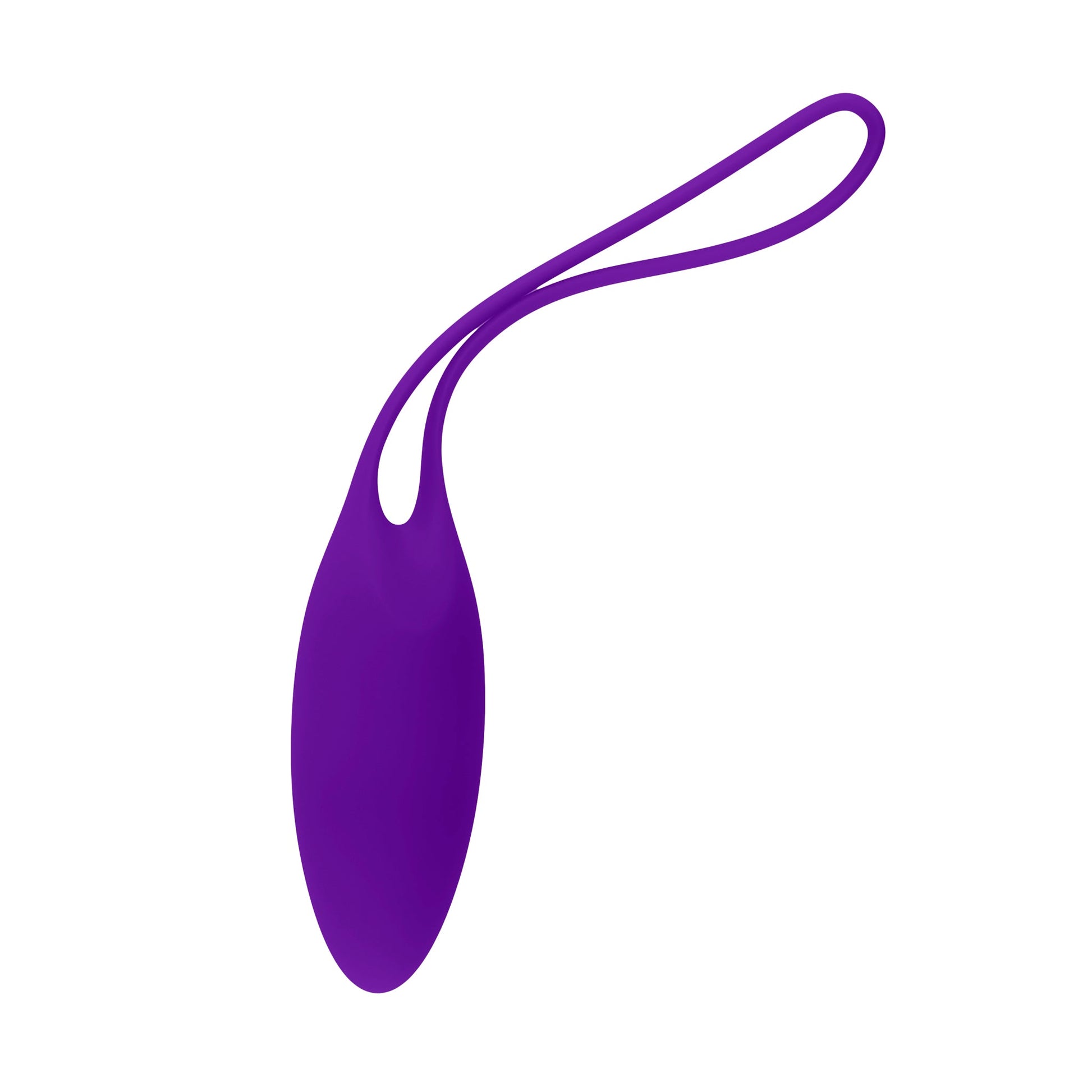 Purple silicone kegel ball with a loop.