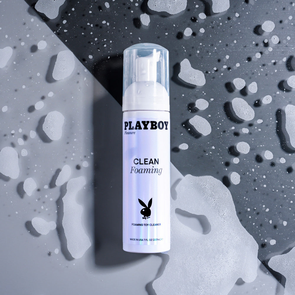 Playboy Clean Foaming Toy Cleanser with bunny logo.