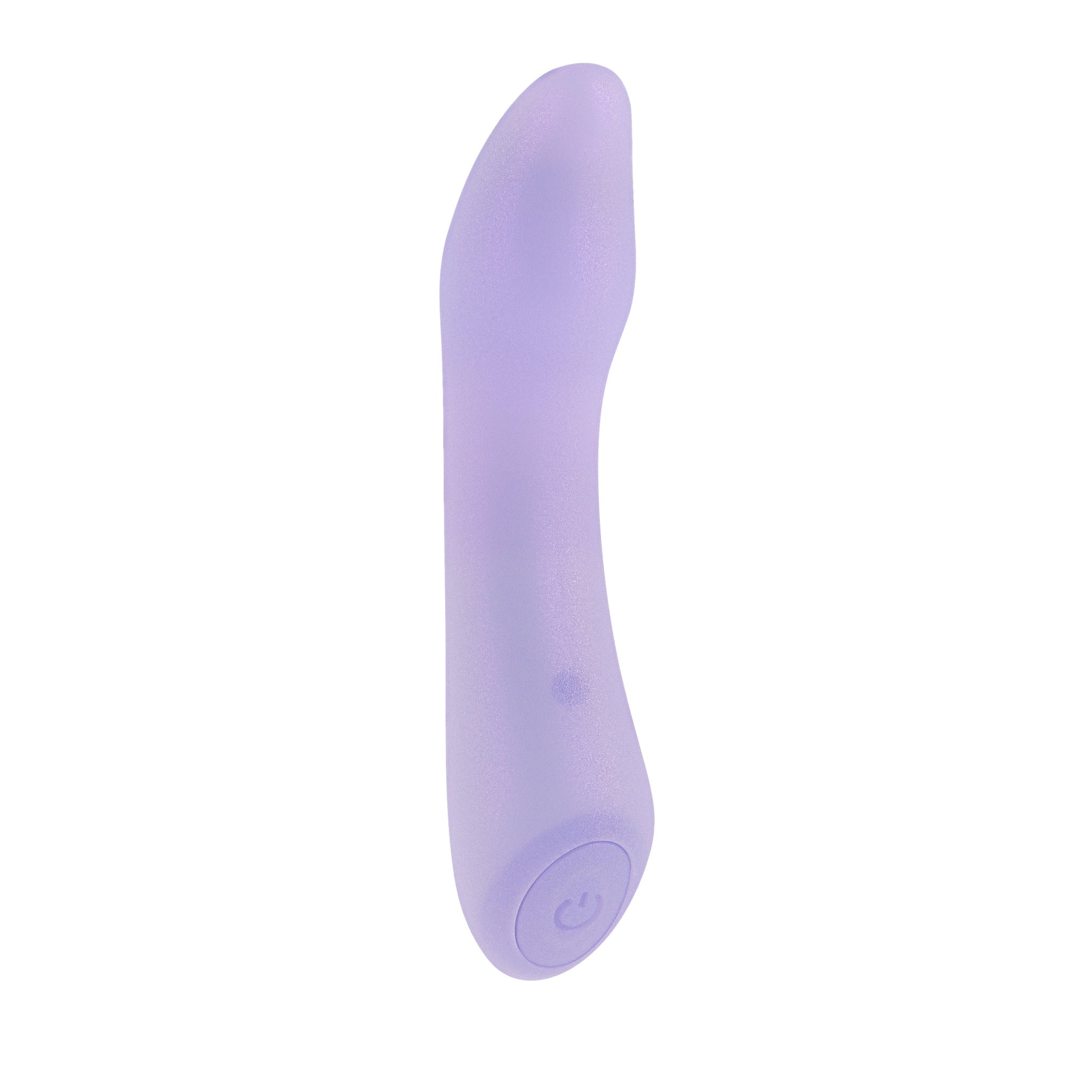 A purple, flexible G-spot vibrator with a power button.