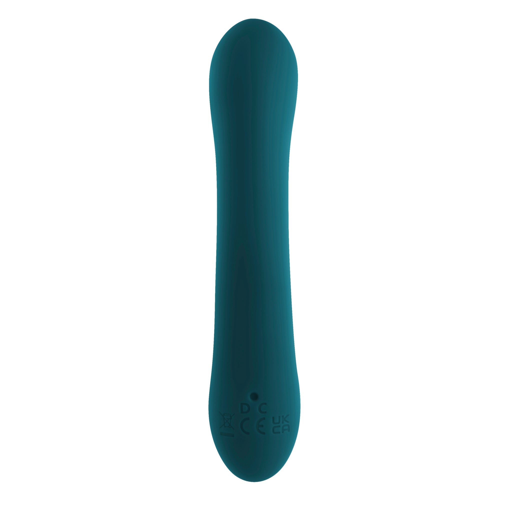 Teal rabbit vibrator with CE and UKCA markings.