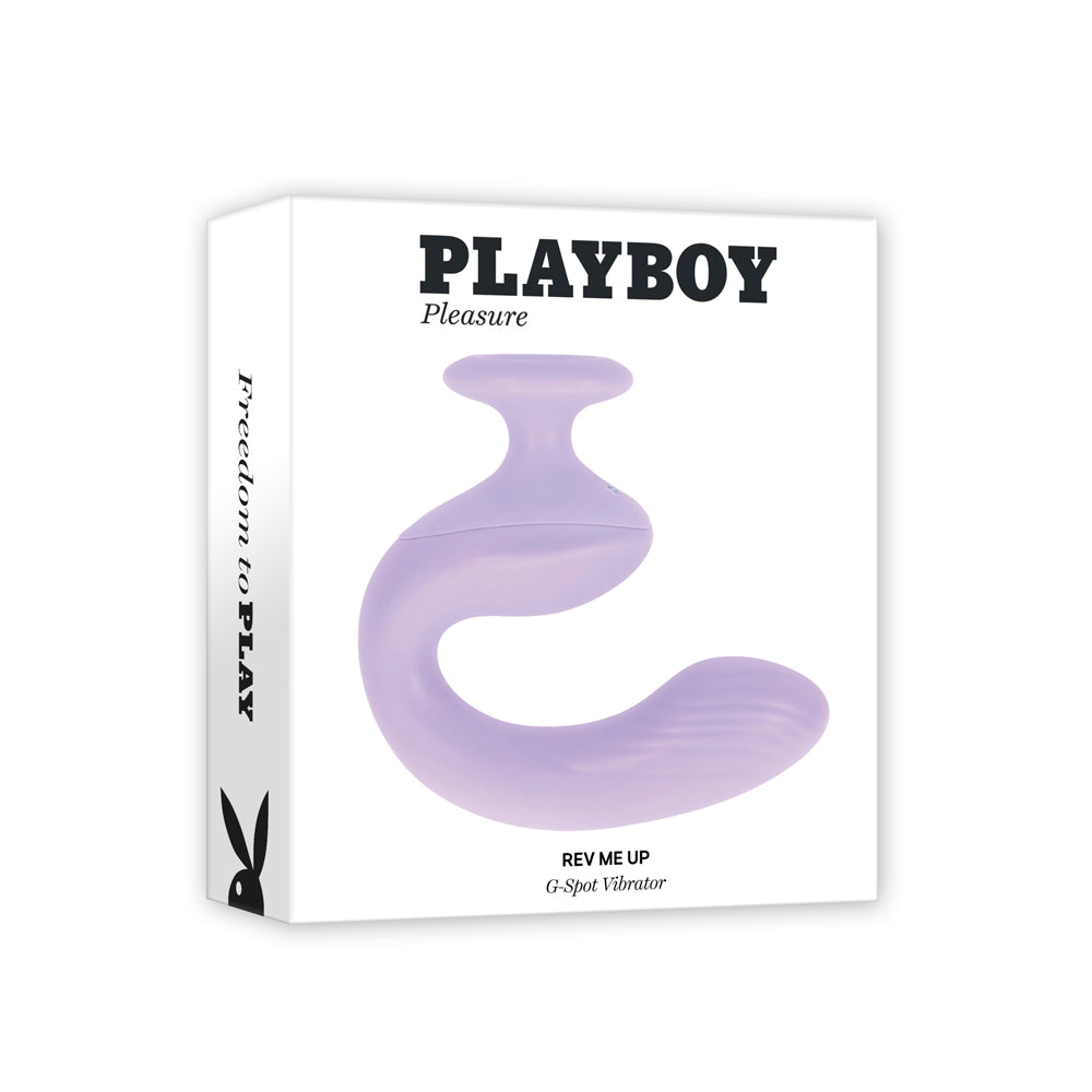 Playboy Rev Me Up G-Spot Vibrator in lavender on a white box.