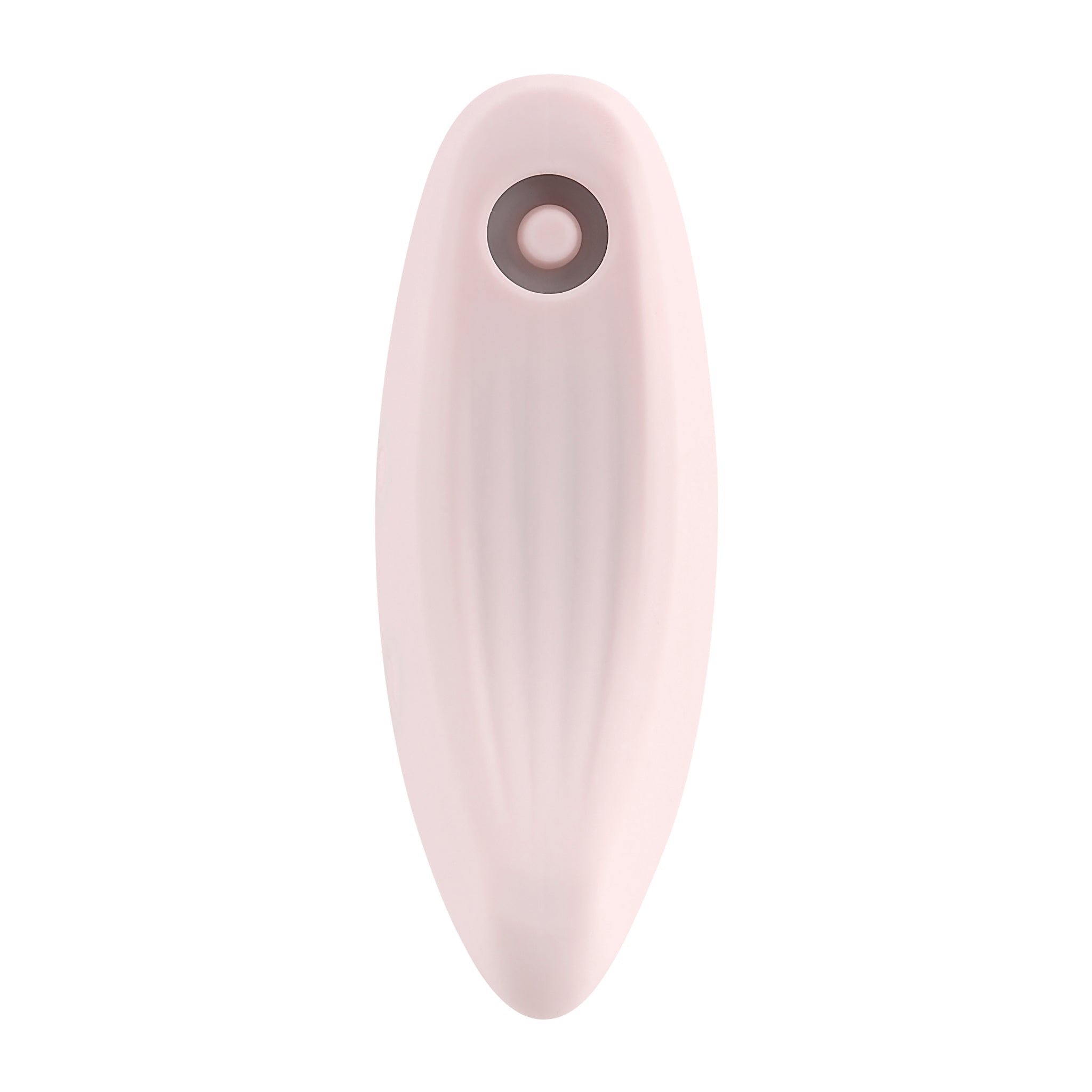 Pink oval-shaped vibrator with a circular button on top.
