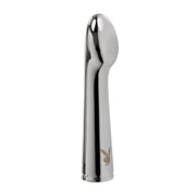 Playboy Swoon Metal Rechargeable Vibrator with a Playboy bunny logo.