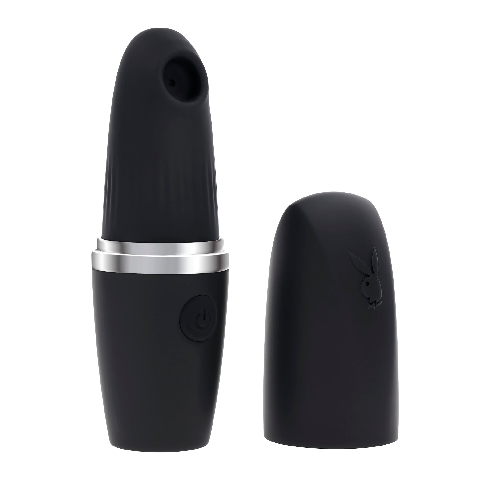 Black Playboy Excursion suction vibrator with cap and power button.
