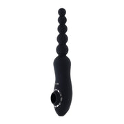 Black vibrating anal beads with a clitoral suction end.