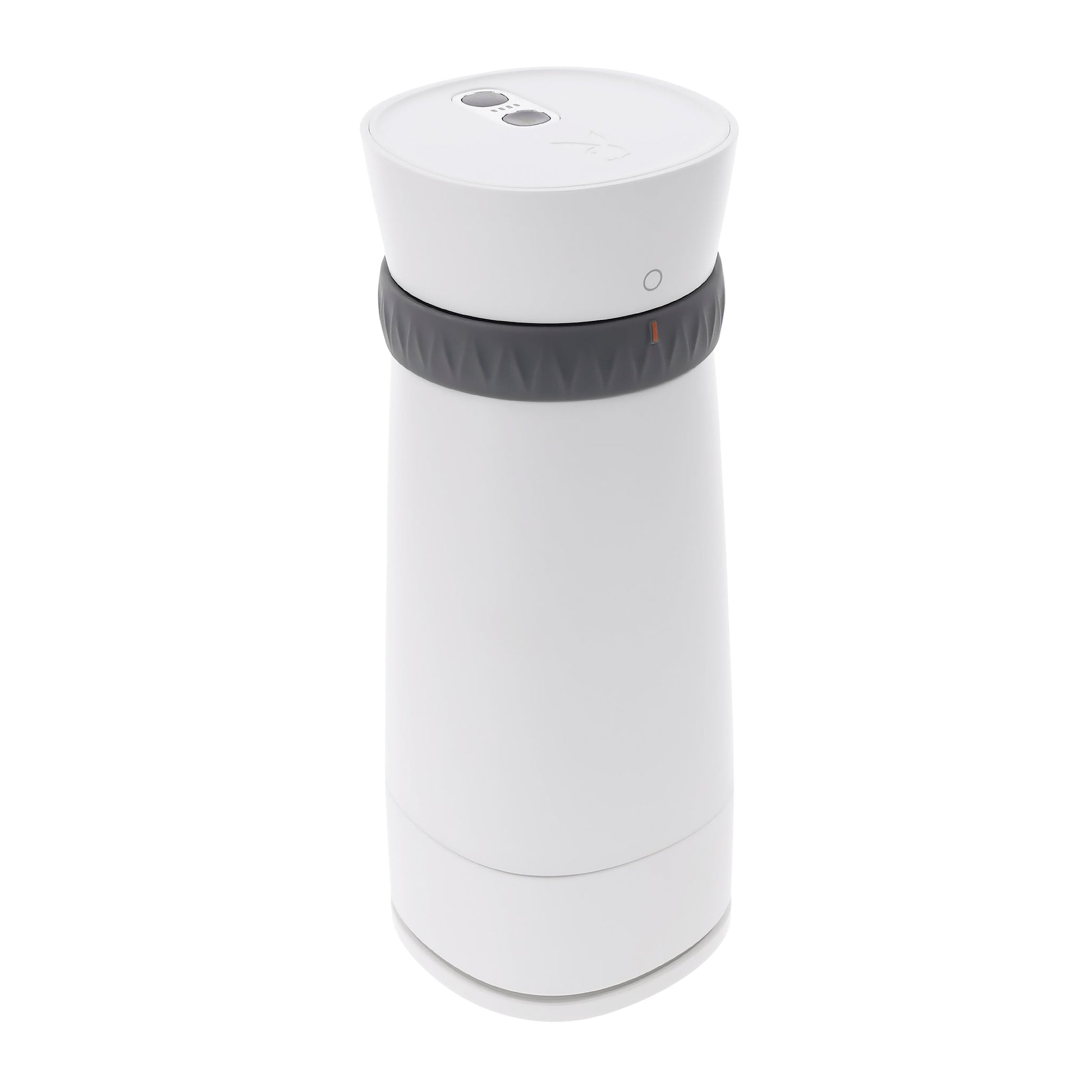 White and gray vibrating stroker with UV cleaner.