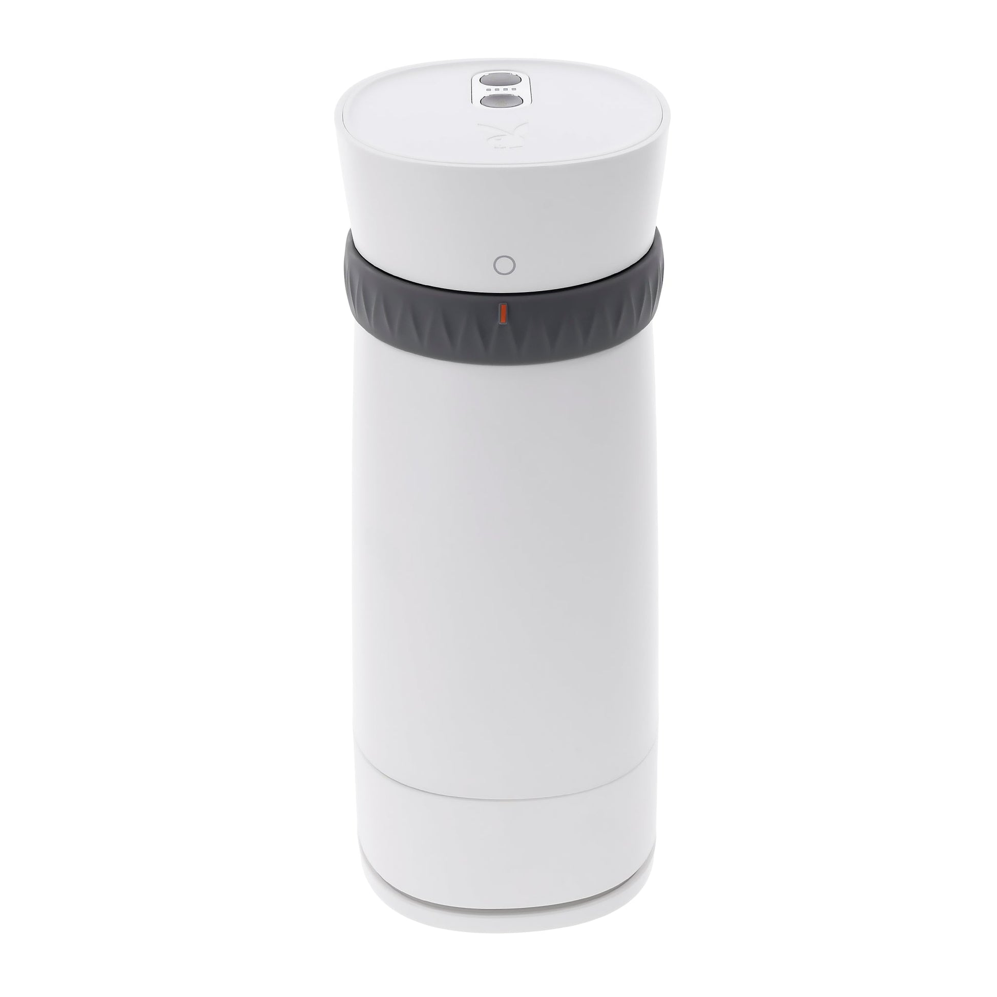 White and gray vibrating stroker with UV cleaner.