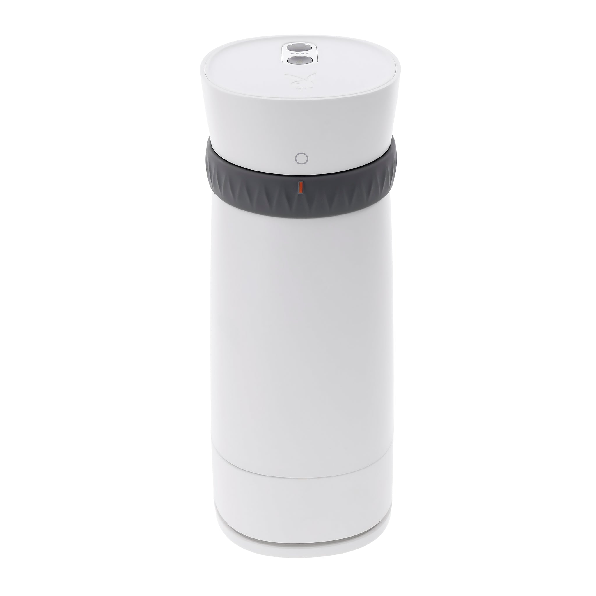 White and gray vibrating stroker with UV cleaner.