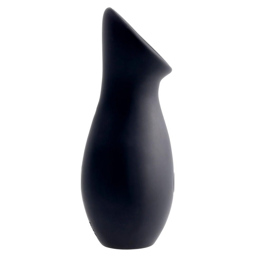 Black clitoral suction toy with a flexible tip.