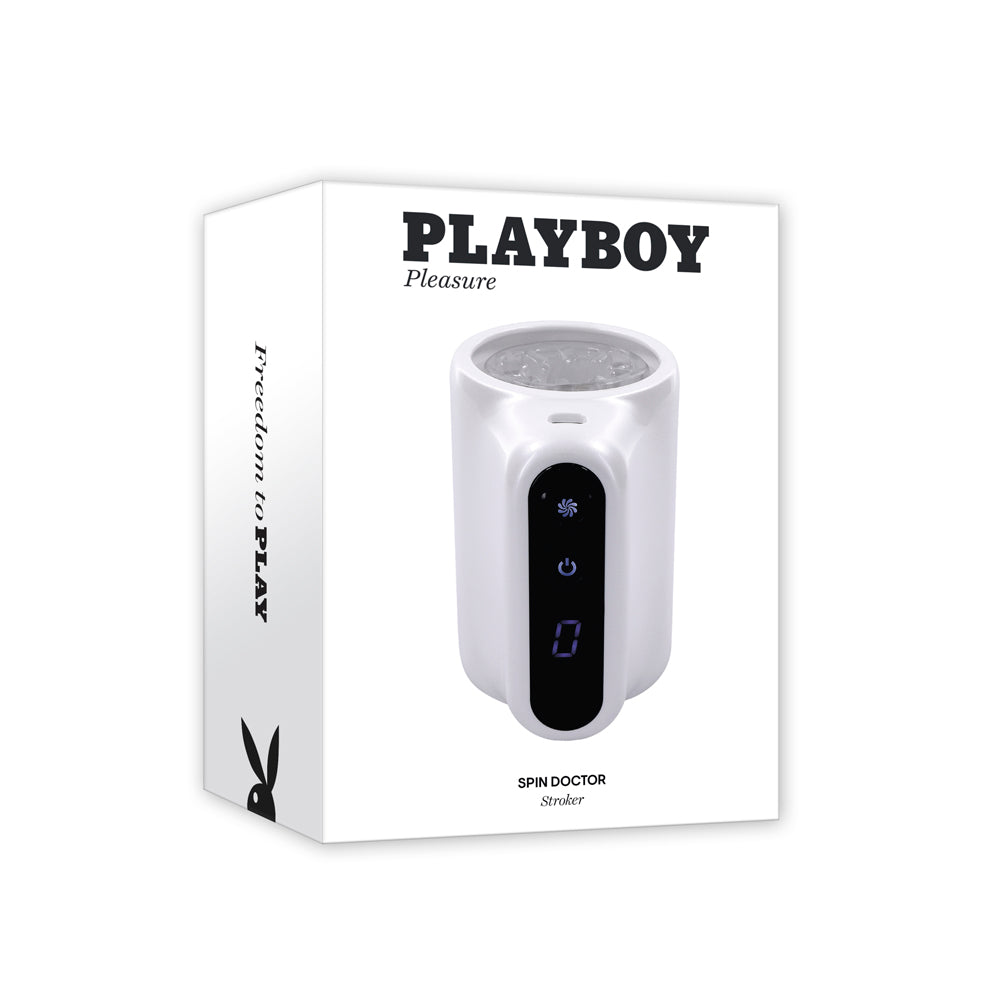 Playboy spinning male masturbator with digital display and power button.