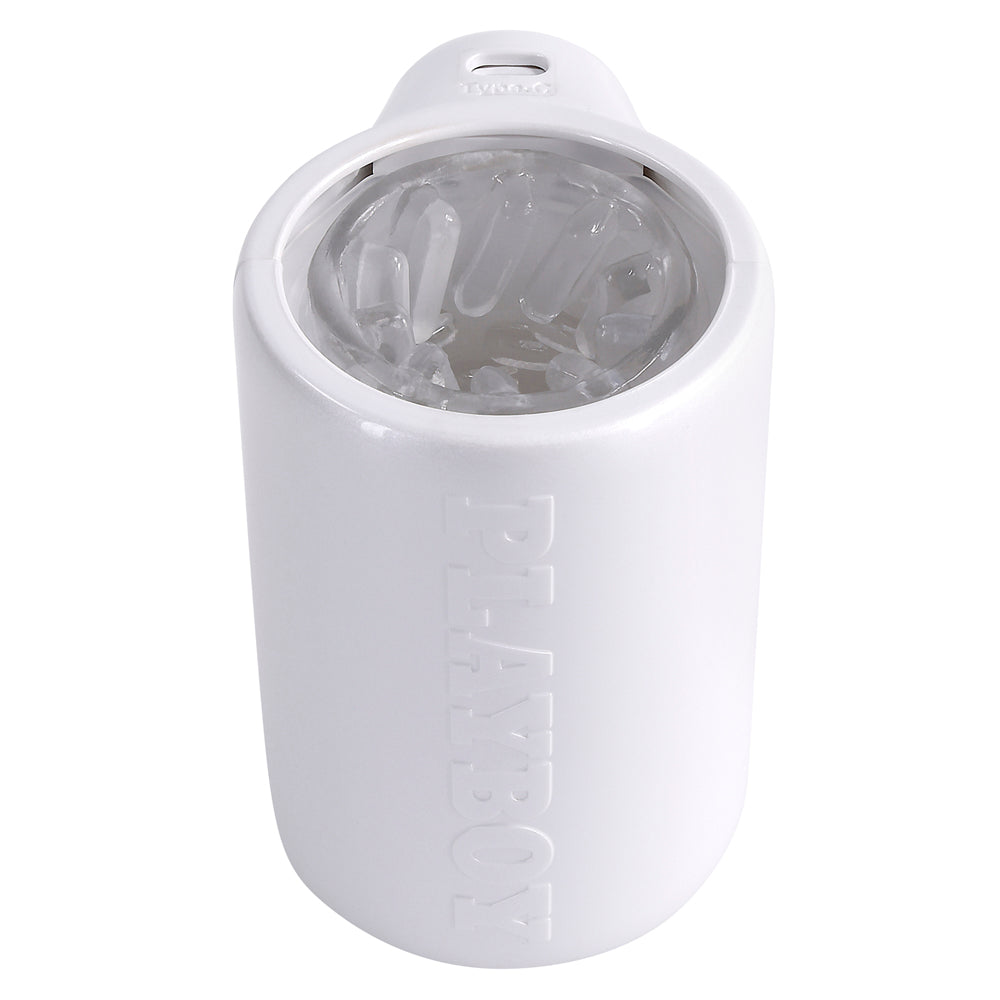 White Playboy spinning male masturbator with textured interior.