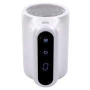 White spinning male masturbator with digital display and power button.