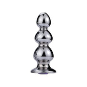 Triple bead stainless steel anal plug with onyx jewel.