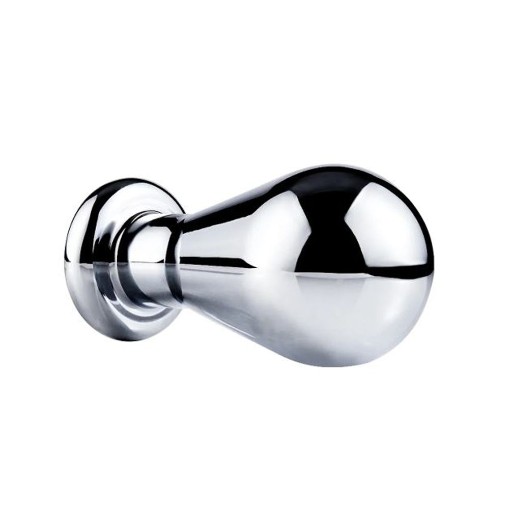 Small stainless steel anal bulb plug with onyx gem.