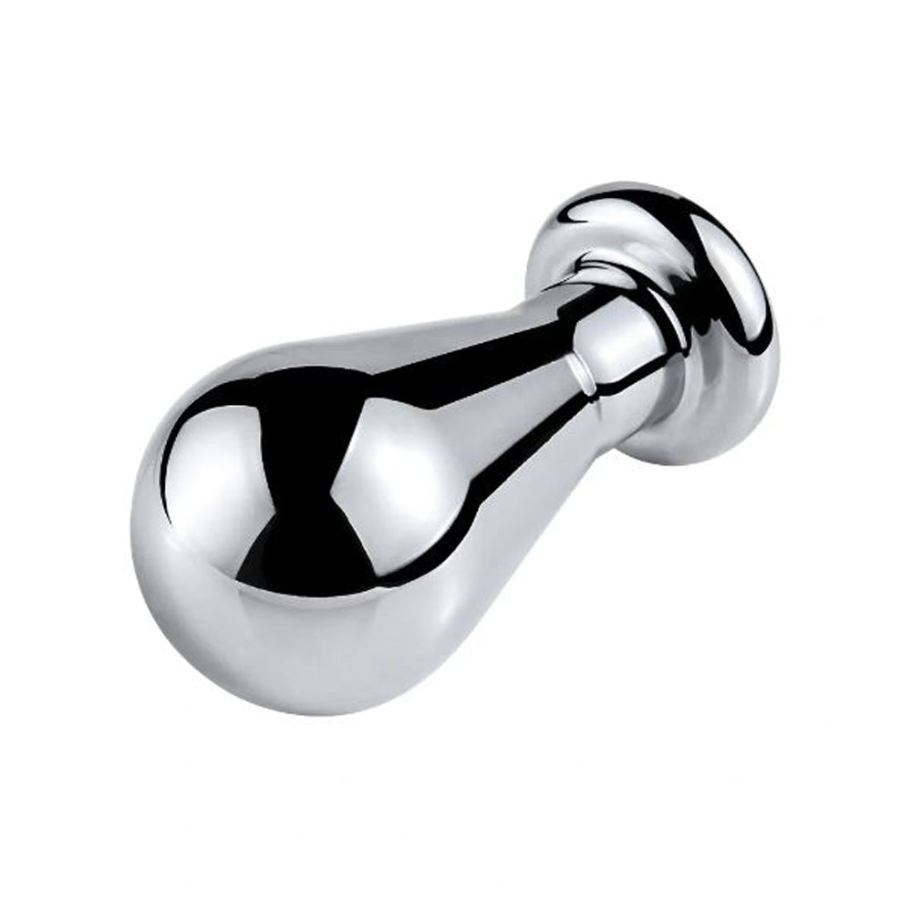 Small stainless steel anal bulb plug with onyx gem.
