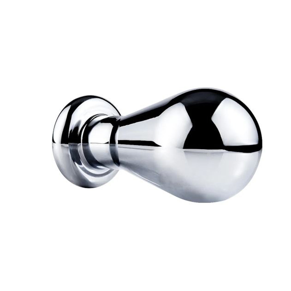 Large stainless steel bulb anal plug with onyx gem.