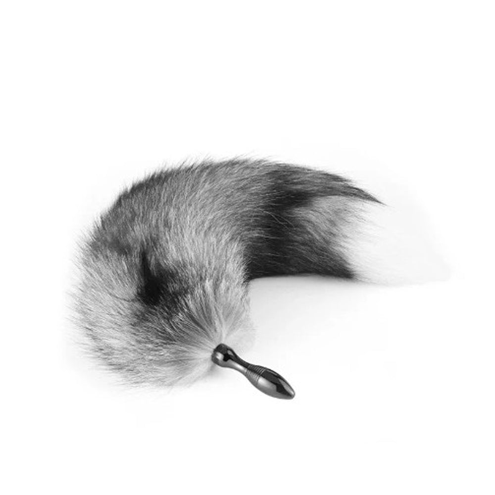 A realistic fox tail with a gunmetal tapered base.