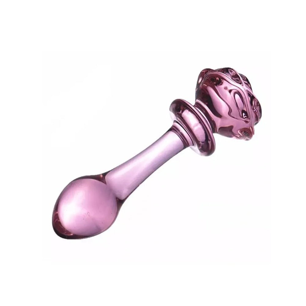 Pink textured glass wand with a rose-shaped head.