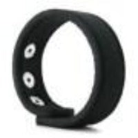 Adjustable black neoprene snap cock ring with soft edges.