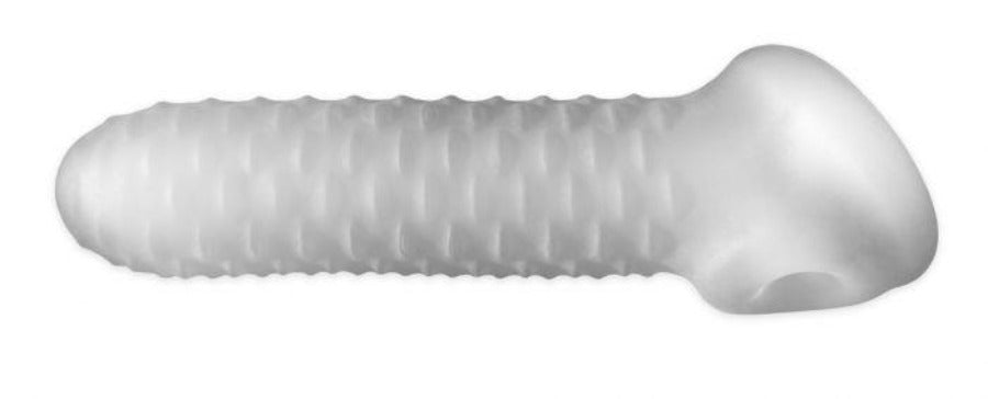 Clear textured penis sheath extender with scrotum loop.