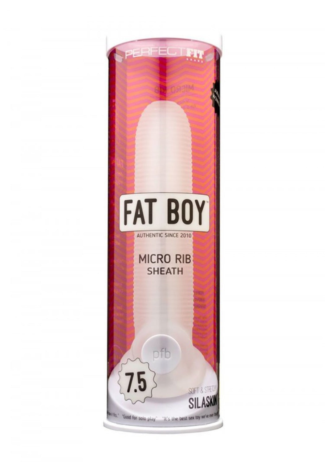 Fat Boy ribbed sheath extension with "7.5" size indicator.