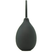 A black rubber bulb syringe with a long nozzle.
