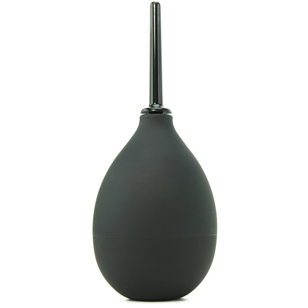 A black rubber bulb syringe with a long nozzle.