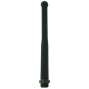 Black silicone anal douche nozzle with threaded base.