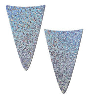 Two silver glitter triangle pasties.