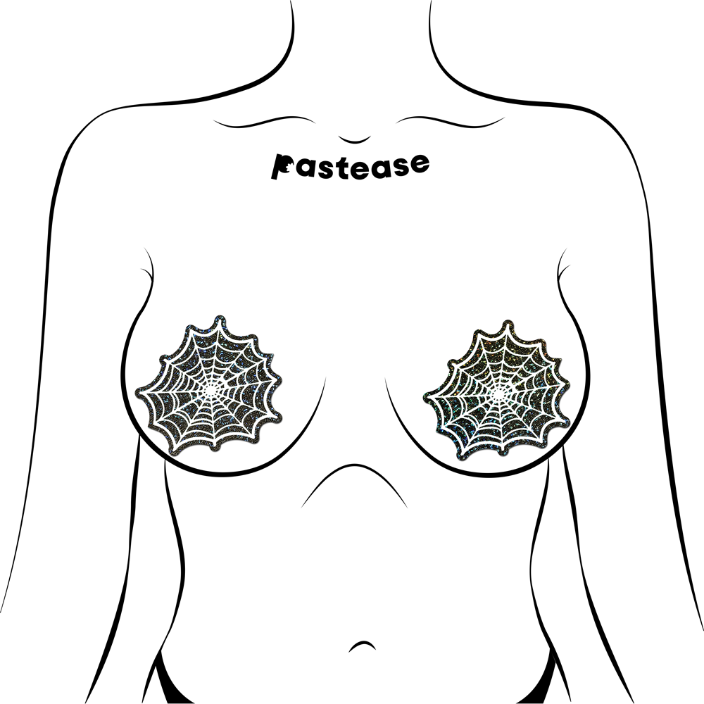 Glow in the dark spider web nipple pasties.