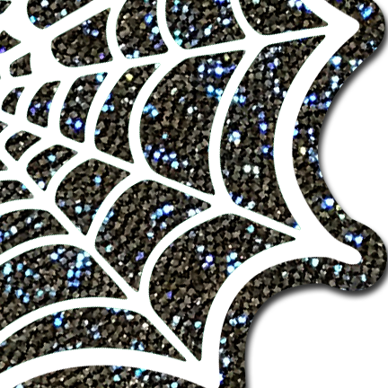 Glow in the dark spider web nipple pasties with glitter.