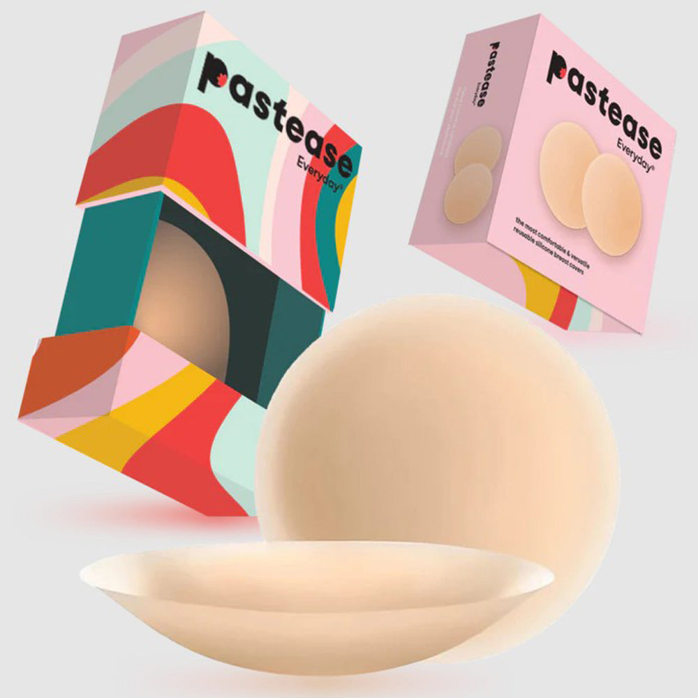 Pastease reusable silicone nipple covers in a travel case.
