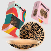 Pastease reusable silicone nipple covers with floral pattern and travel box.