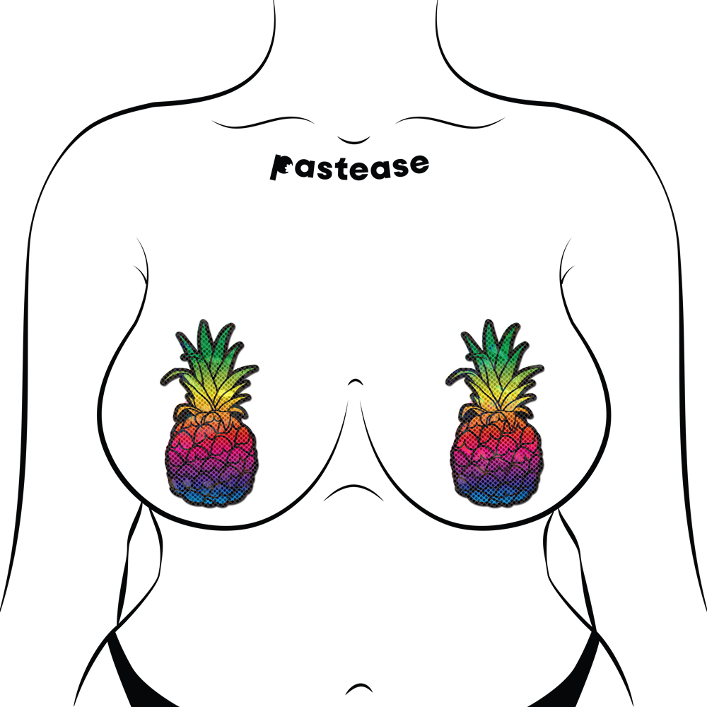 Rainbow pineapple pasties with a sparkling disco finish.
