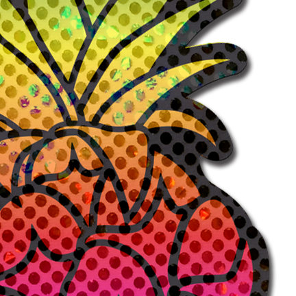 Rainbow pineapple sparkling breast pasties with a dotted texture.