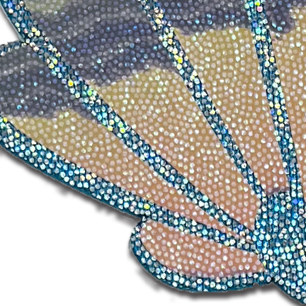 Opalescent seafoam blue mermaid shell pasties with a glitter finish.