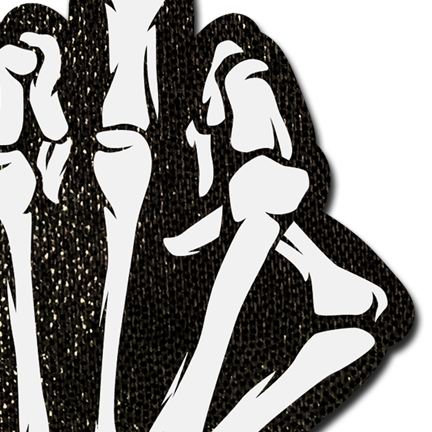 Skeleton hand nipple pasties with a glow-in-the-dark design.