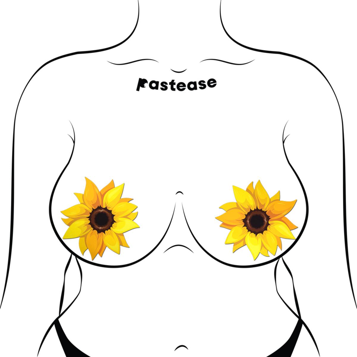 Sunflower nipple covers with a matte gold finish.