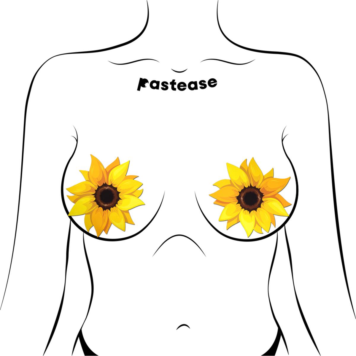 Sunflower nipple covers with a matte gold finish.