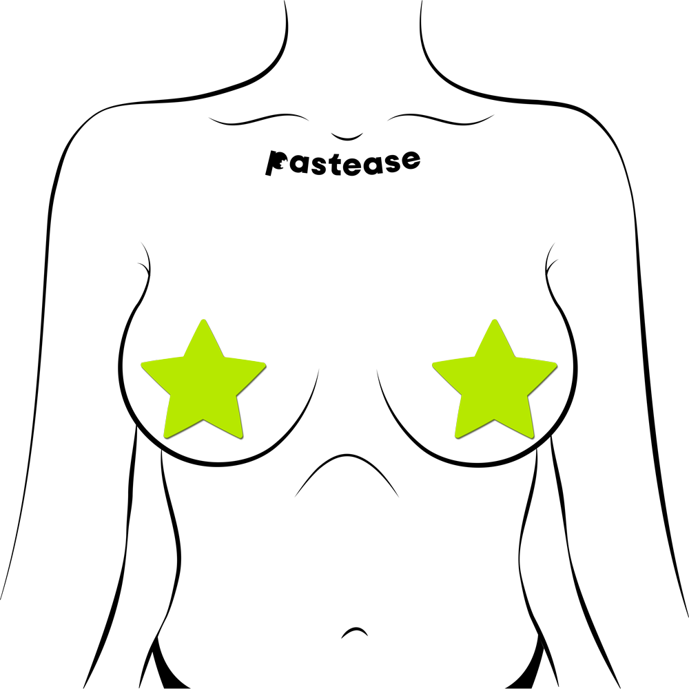 Glow in the dark star pasties with a playful design.