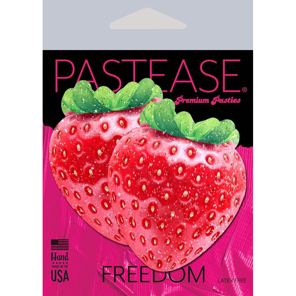 Strawberry glitter velvet nipple pasties by Pastease.