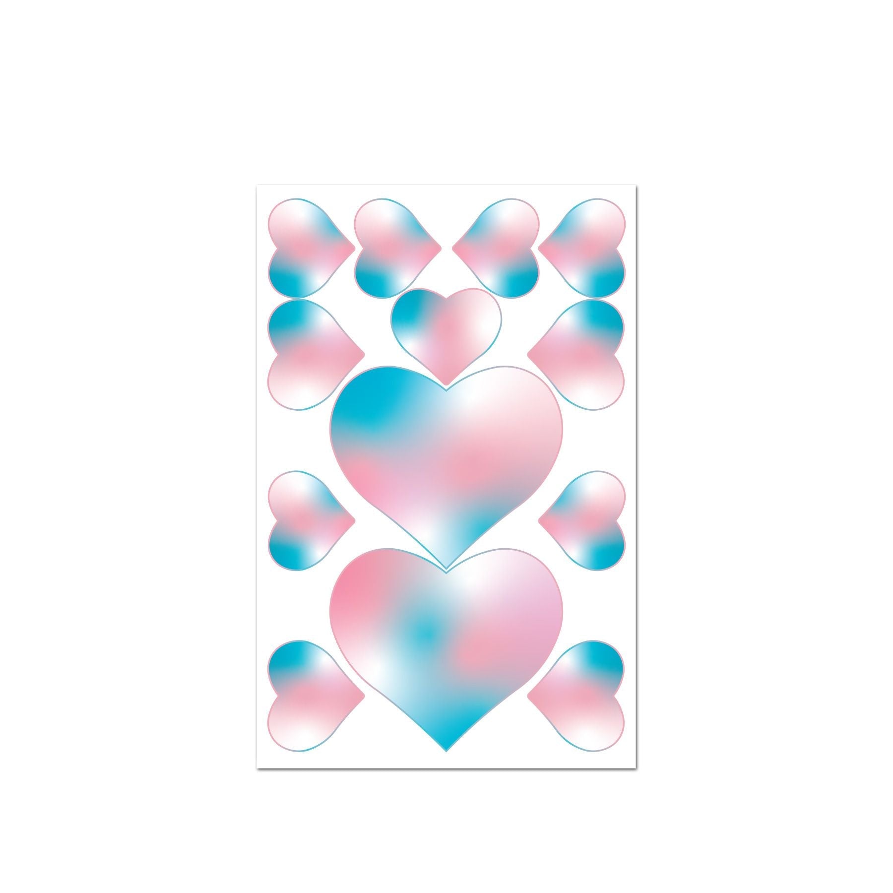 Heart-shaped edible pasties with pink and blue gradient colors.