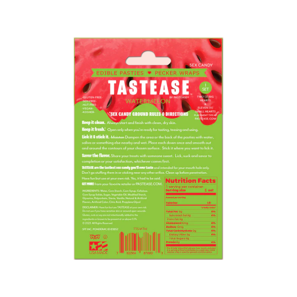 Watermelon edible pasties with nutrition facts and instructions.