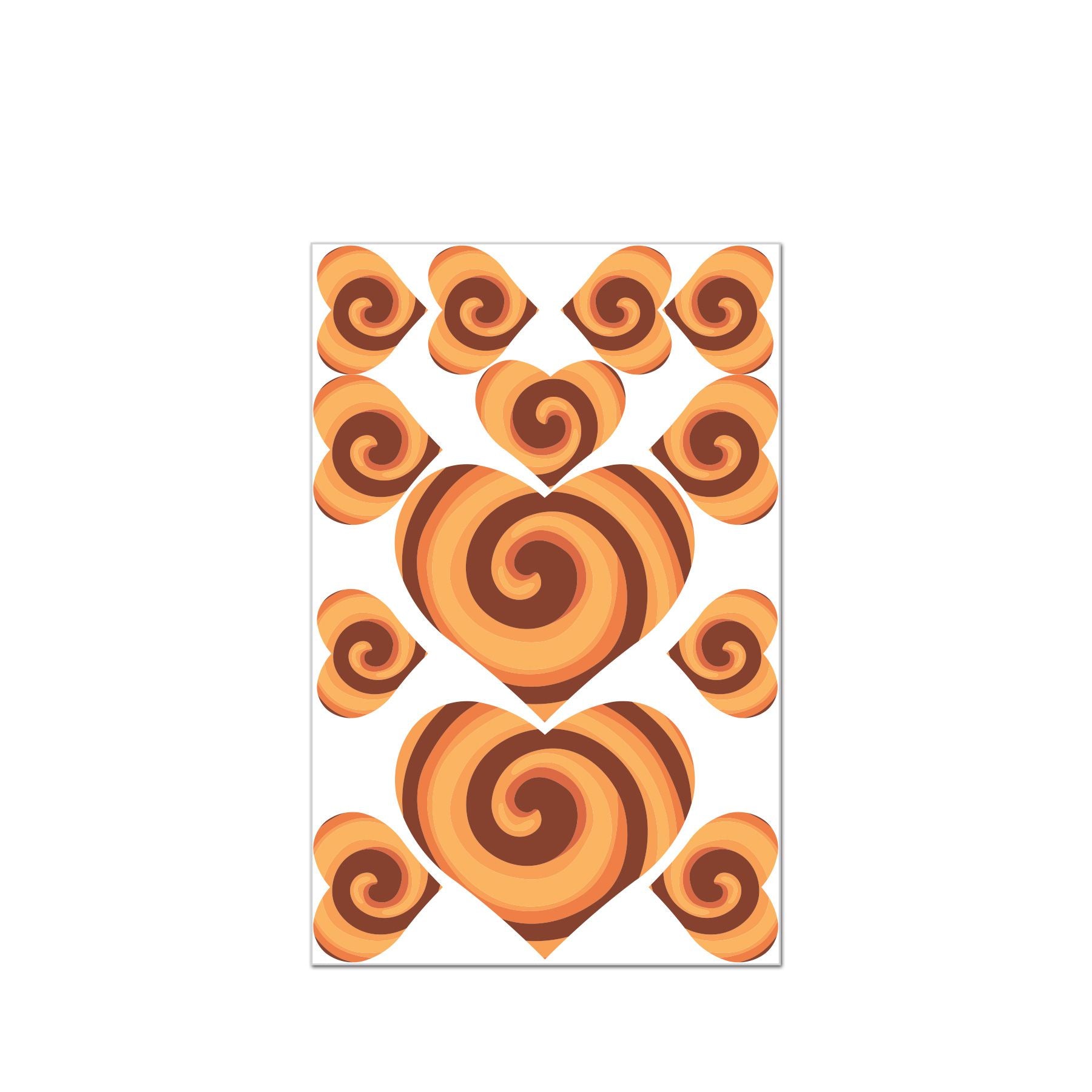 Heart-shaped nipple covers with a cinnamon bun swirl design.