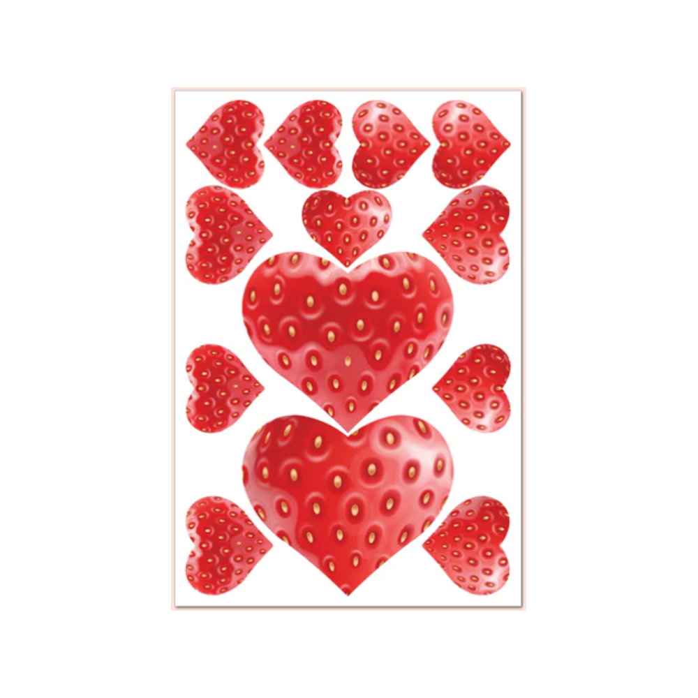Heart-shaped strawberry pasties with edible and waterproof features.