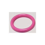 A pink seamless stainless steel cock ring.