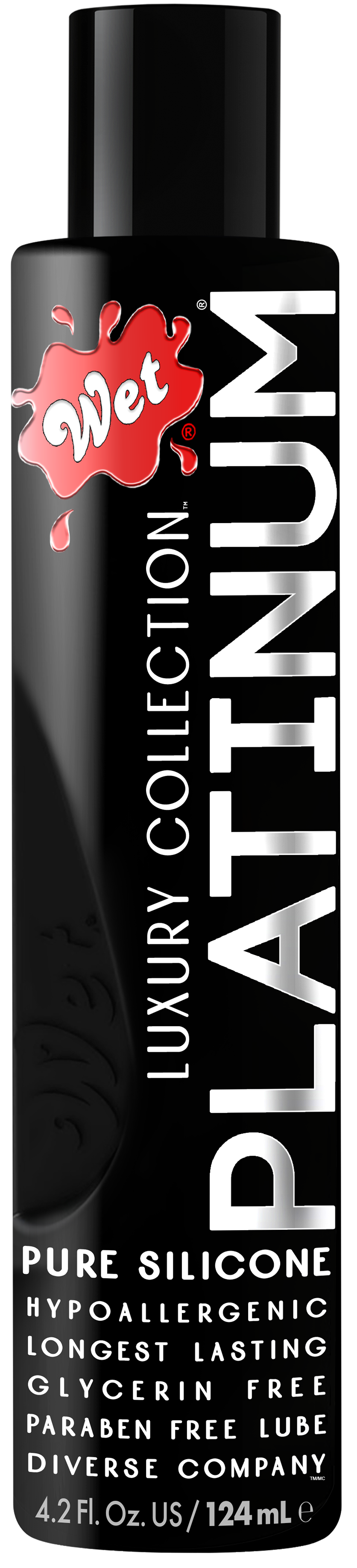 Wet Platinum 4.2 oz silicone based personal lubricant bottle.