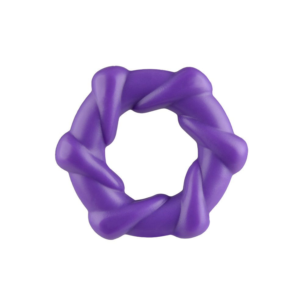 Purple twisted ring with a textured surface.